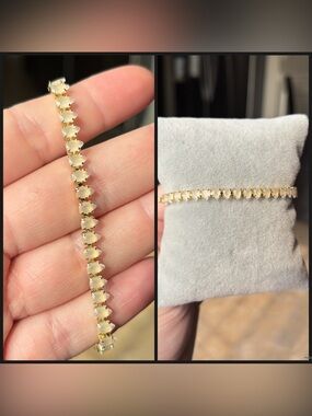 Gold Bracelet with Champagne Stones - Women's Tennis Bracelet